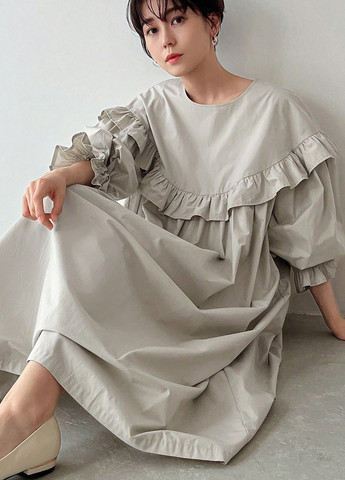 Сіро-бежева кежуал сукня оверсайз SHEIN однотонна