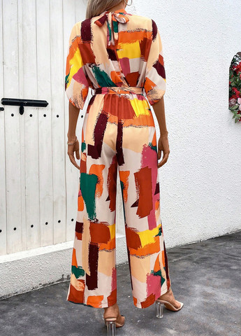 Комбинезон SHEIN комбинезон-брюки абстрактный комбинированный кэжуал, праздничный полиэстер