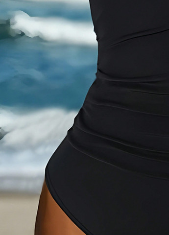 Чорний літній купальник танк, суцільний SHEIN