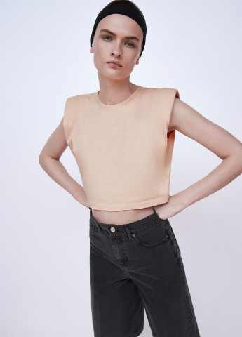 Персиковая кэжуал футболка Zara