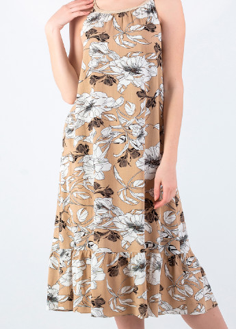 Бежевое кэжуал платье Seam с цветочным принтом