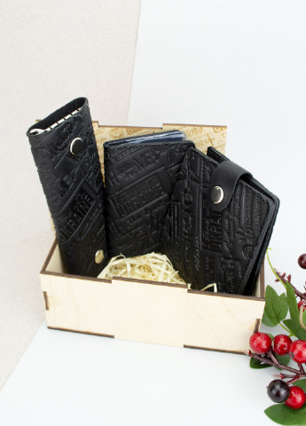 Подарочный мужской набор №61 "Ukraine" (черный) в коробке: портмоне + обложка на права + ключниця HandyCover (253516310)