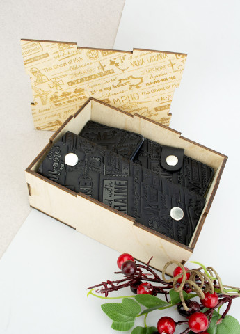 Подарунковий чоловічий набір №61 "Ukraine" (чорний) у коробці: портмоне + обкладинка на права + ключниця HandyCover (253516310)