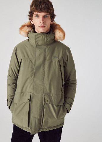 Оливковая (хаки) зимняя куртка Lacoste