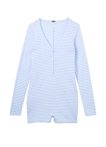 Комбинезон Victoria's Secret комбинезон-шорты полоска голубой домашний хлопок, трикотаж