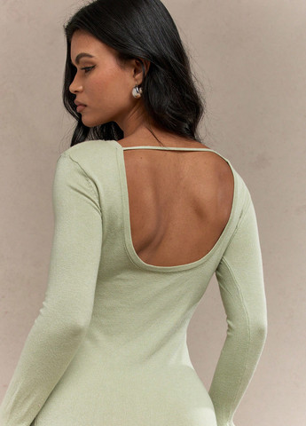 Мятное кэжуал платье силуэтная, платье-свитер, с открытой спиной SHEIN однотонное