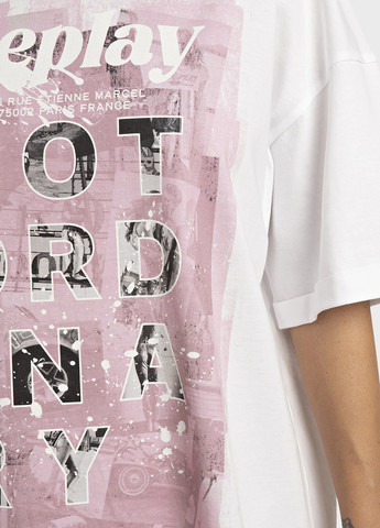 Белое кэжуал платье платье-футболка Replay с надписью