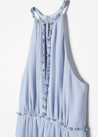 Голубое вечернее платье клеш, в греческом стиле H&M однотонное