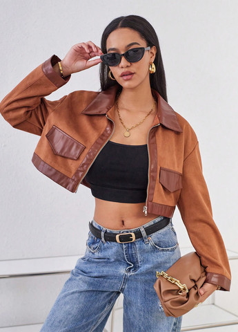 Коричнева демісезонна куртка SHEIN