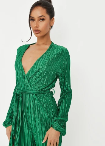 Комбинезон Missguided комбинезон-брюки однотонный зелёный кэжуал полиэстер
