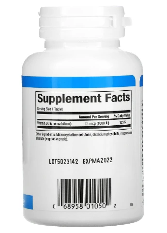 Вітамін D3 Vitamin D3 25mcg 1,000 IU 90 Tablets Natural Factors (254371938)