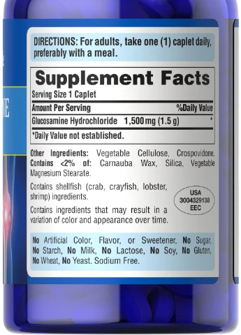 Глюкозамін Puritan's Pride Glucosamine 1500 mg, 120 Caplets Puritans Pride (255170474)