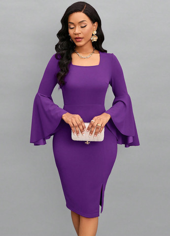 Фіолетова кежуал, вечірня сукня силуетна SHEIN однотонна