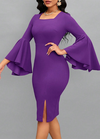 Фіолетова кежуал, вечірня сукня силуетна SHEIN однотонна