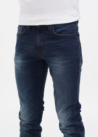 Темно-синие демисезонные зауженные джинсы Schott