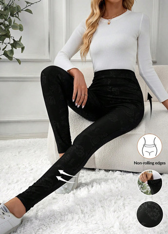 Черные демисезонные леггинсы SHEIN