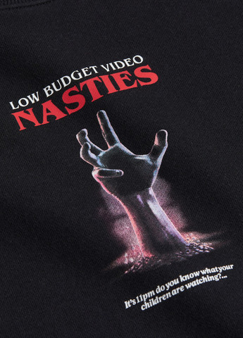 Чорний світшот H&M малюнок без декору (299461869)