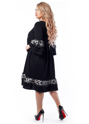 Черное кэжуал платье короткое Primyana с цветочным принтом