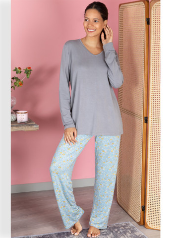 Комбинированная всесезон пижама (лонгслив, брюки) лонгслив + брюки English Home