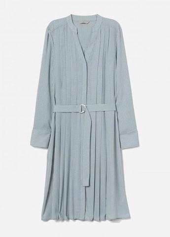 Серо-голубое кэжуал платье рубашка H&M с абстрактным узором