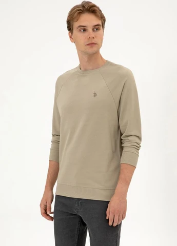 Бежевий світшот U.S. Polo Assn. однотонний вишивка (370301122)