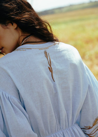 Світло-блакитна кежуал сукня кльош Gepur однотонна