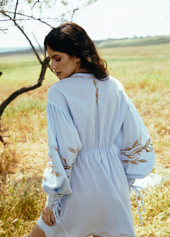 Світло-блакитна кежуал сукня кльош Gepur однотонна