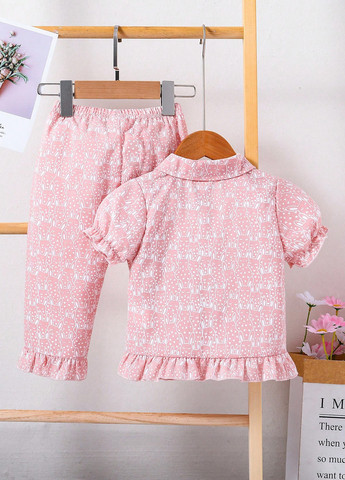 Світло-рожева всесезон піжама (сорочка, штани) сорочка + брюки SHEIN