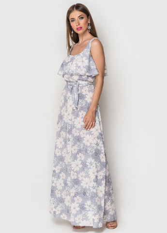 Сіра кежуал сукня TessDress з квітковим принтом