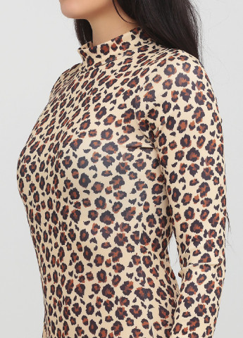 Бежевое кэжуал платье платье-водолазка Jennyfer леопардовый