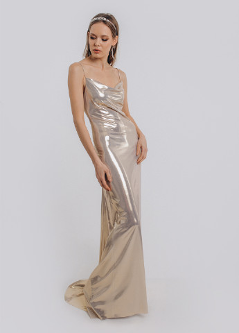 Золотий вечірня сукня Pearl однотонна