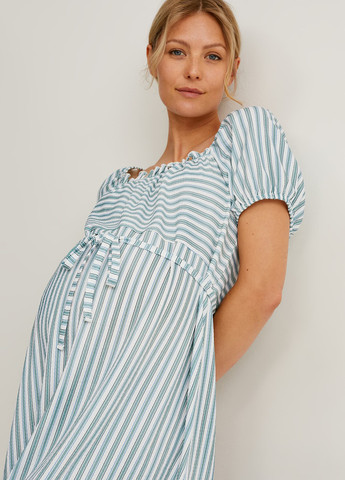 Голубое кэжуал платье для беременных C&A в полоску