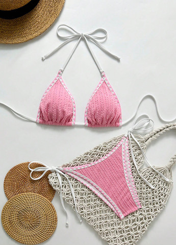 Рожевий літній купальник (ліф, трусики) бікіні, роздільний SHEIN