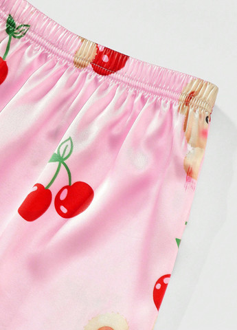 Рожева всесезон піжама (блуза, шорти) сорочка + шорти SHEIN