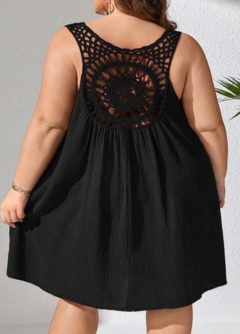 Черное кэжуал платье а-силуэт SHEIN однотонное