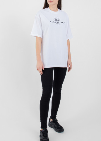 Белая всесезон серая футболка oversize с логотипом Balenciaga