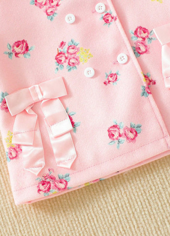 Світло-рожеве Кежуал напівпальто двобортне SHEIN троянди