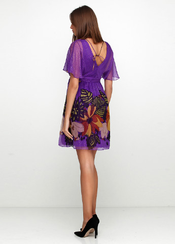 Фиолетовое кэжуал платье в стиле ампир Tibi с цветочным принтом