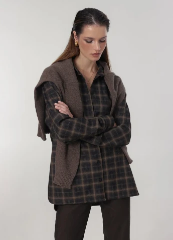 Коричневая кэжуал рубашка в клетку KNITLAB