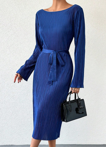 Синя вечірня, кежуал сукня SHEIN однотонна