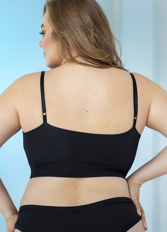 Чорний демісезонний комплект (топ, трусики сліпи) в рубчик TOTALFIT