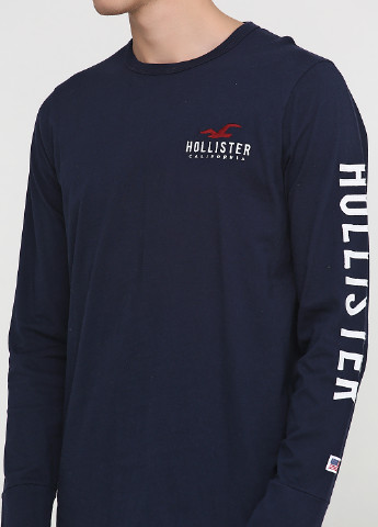 Темно-синий демисезонный кэжуал лонгслив Hollister с логотипом