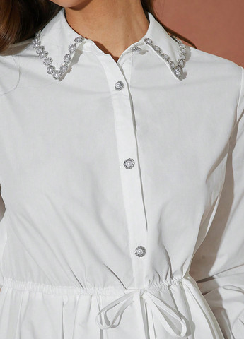 Белое кэжуал платье рубашка SHEIN однотонное