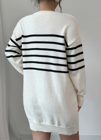 Белое кэжуал платье платье-свитер SHEIN в полоску