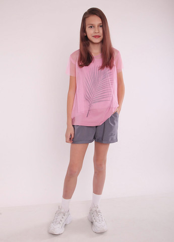 Розовый летний комплект (футболка, майка) Ляля