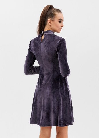Темно-лиловое кэжуал платье клеш ST-Seventeen однотонное