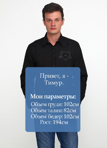 Черная кэжуал рубашка с рисунком ANG с длинным рукавом