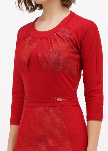 Красное кэжуал платье футляр Sassofono однотонное