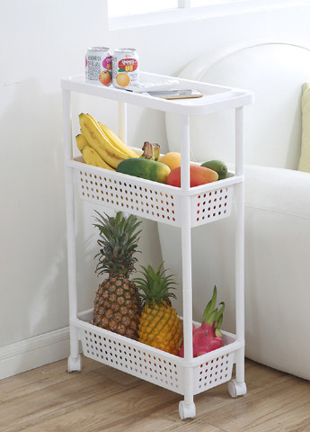 Этажерка в 3 яруса на колесах пластиковая, 75х21,5х47 см MVM (244130148)