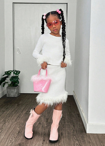 Белый демисезонный костюм (лонгслив, юбка) юбочный SHEIN